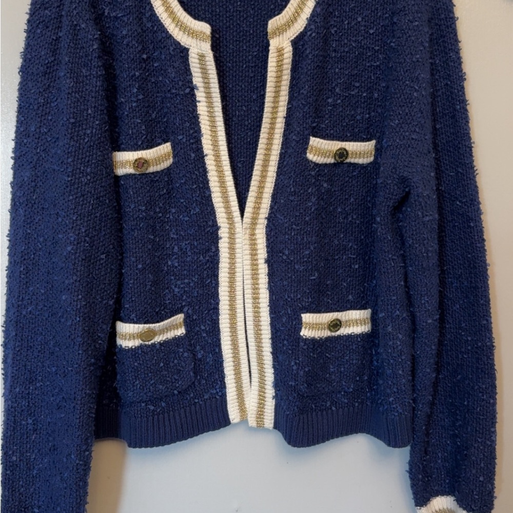 Lilly Pulitzer Blue and Cream Blazer with Textured Finish